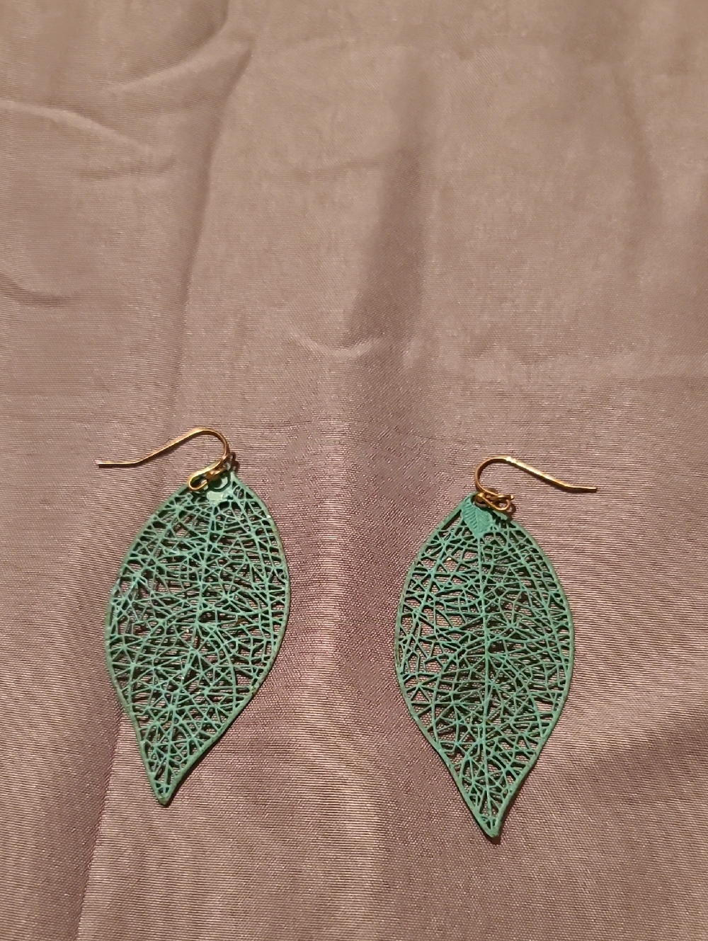 Handmade Teal Leaf Filigree Drop Earrings - Brand